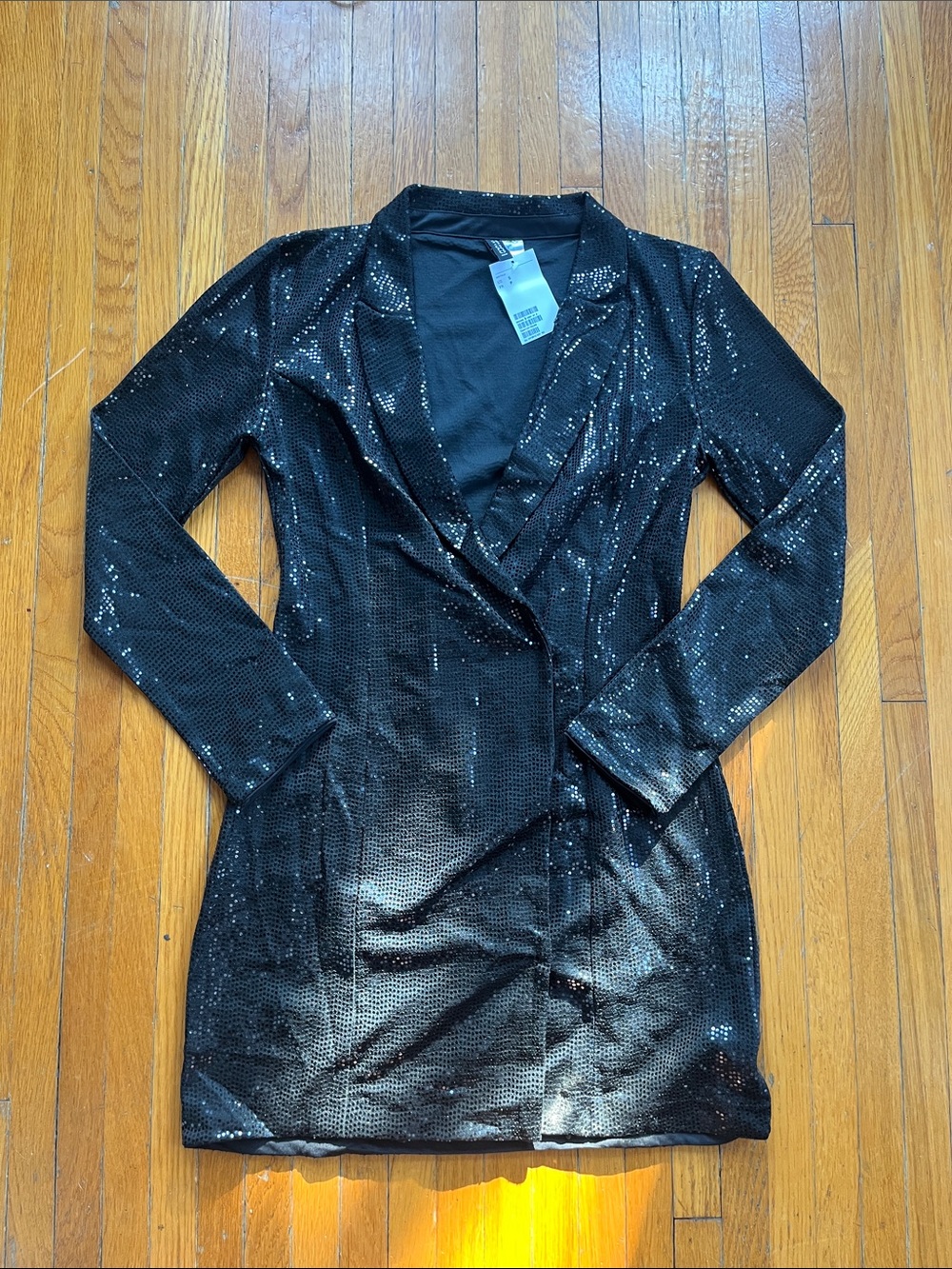 H&M Black Sequin Blazer Blazer Dress for Women
